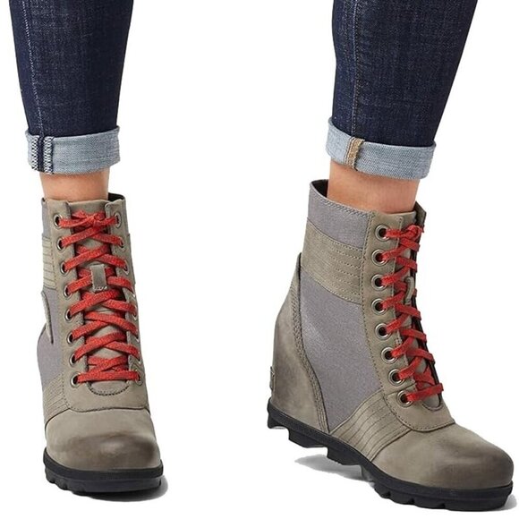 Sorel Joan Of Arctic Boots Wedge Lexie Quarry Gray Ankle Booties Women's 8.5M - Picture 1 of 5